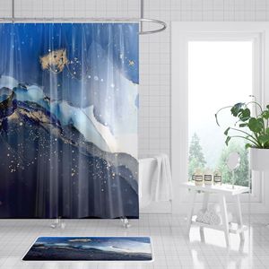 Xinlan hiện đại đầy màu sắc sọc đá cẩm thạch in ấn không thấm nước tắm Rèm phòng tắm bồn tắm vòi sen rèm - Product Image 3