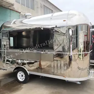 Iron plate barbecue nice food trailer 4m long Airstream Food Trailer for Pizza Making Food Trailer from China