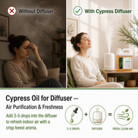 Huile essentielle de cyprès Hinoki naturelle non diluée, distillée à la vapeur, qualité thérapeutique, parfum doux pour l'aromathérapie, le massage et les soins capillaires