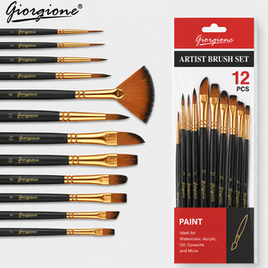 Set di 12 pennelli professionali Giorgione per pittura acrilica, con manico in <span class=keywords><strong>legno</strong></span> e setole in nylon. - Product Image 2