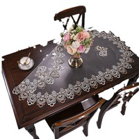 Nappe de table basse de salon en tissu, dentelle moderne, ovale, style européen, anti-poussière, motif géométrique, à franges, écologique, lavable