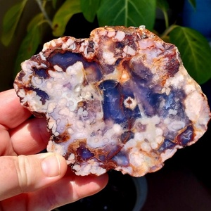 Stock local : Dalle d'agate bleue naturelle, forme libre, pierre brute, objet de collection artistique et de décoration - Product Image 1