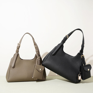 Borsa a <span class=keywords><strong>Tracolla</strong></span> in Pelle da Donna, Borsa in Vera Pelle di Vacchetta con Mini Pochette Staccabile e <span class=keywords><strong>Tracolla</strong></span> Regolabile - Product Image 2