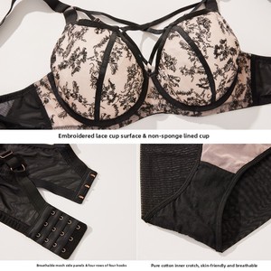 Reggiseno Floreale in Pizzo Taglie Forti per Donne con <span class=keywords><strong>Seno</strong></span> Grande, Design Anti-Cedimento, Traspirante, Copertura Totale - Product Image 4
