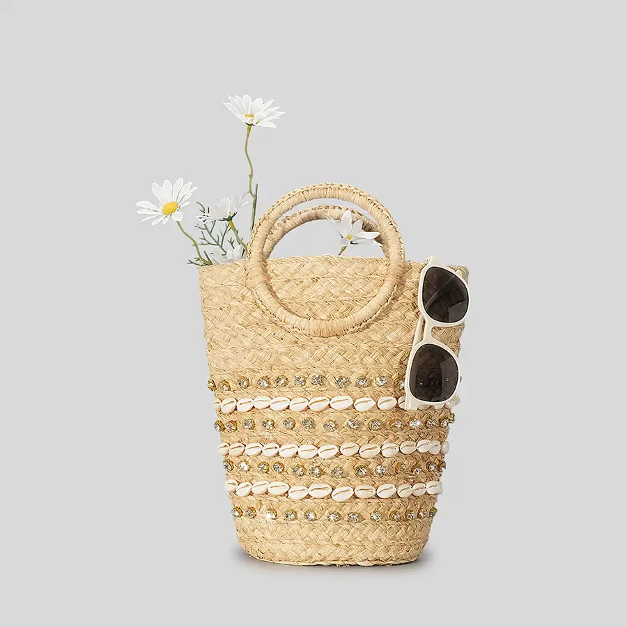 Женская сумка-мешок в пасторальном стиле, летняя пляжная плетеная сумка ручной работы