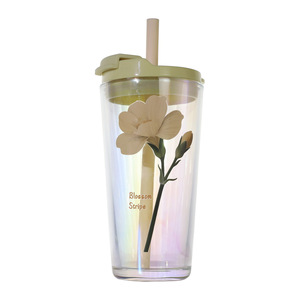 Vaso <span class=keywords><strong>de</strong></span> café <span class=keywords><strong>de</strong></span> gran capacidad con diseño floral simple para niñas, <span class=keywords><strong>de</strong></span> vidrio, para beber directamente, desechable, apto para lavavajillas, <span class=keywords><strong>de</strong></span> alto valor cromático. - Product Image 5