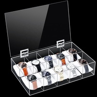 Boîte de présentation et organisateur de montres en acrylique écologique portable à 10 emplacements transparents pour hommes, femmes, bijoux et bracelets