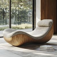 Fauteuil inclinable moderne minimaliste fait main, forme unique, en bois massif, écologique, avec housse amovible, pour salle à manger, villa, appartement