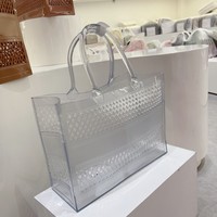 Sac de plage unisexe personnalisé en PVC grande capacité, pochette d'été colorée en silicone creux avec fermeture ouverte