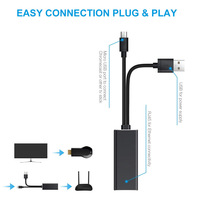 Adaptor Lan Ethernet USB Mikro Ke RJ45 100Mbps, dengan Kabel Catu Daya USB Cocok dengan Stik TV Api