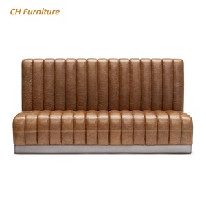 Banquette de restaurant personnalisable, superposée des deux côtés, en cuir marron <span class=keywords><strong>vintage</strong></span>, pour <span class=keywords><strong>club</strong></span> et café - Product Image 1