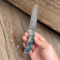 Couteau pliant avec manche en fleur de cerisier, en acier Damas, tranchant et durable, pour la découpe de fruits (DIY & OEM)