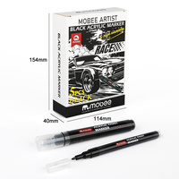 Mobee P-9COMBO-5B Lot de 5 marqueurs de peinture acrylique noire pour le dessin, le dessin et le bricolage.