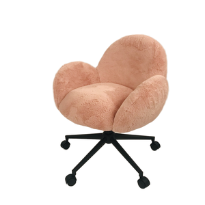 Moderne Creme Faux Schaf Haut Pelz Stoff Home Office Stuhl Stilvolle Make-up Stuhl - Product Image 4