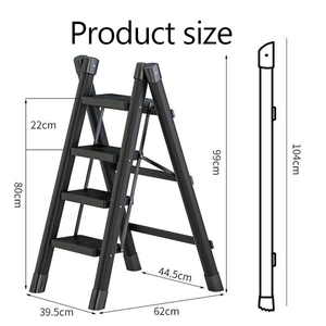 Hot Selling Modern Steel Portable Black Thickened Folding <b>Ladder</b> Multifunctional Storage Removable Household 3 Step 330lbs - Product Image 6