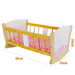 Camas de juguete de peluche de diseño personalizado gratuito, cama de <span class=keywords><strong>cuna</strong></span> de madera para muñecas, juguetes colgantes, cunas de muñeca <span class=keywords><strong>reborn</strong></span> - Product Image 5