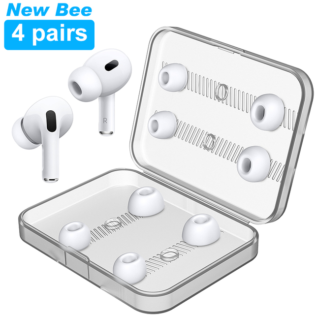 New Bee Wholesale 4 Pairs with Noise Reduction Hole Silicone Earphone Tips Earbuds Tips for Airpods Pro 2nd Generation