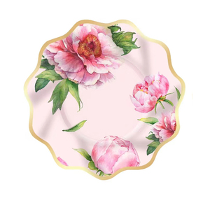 ชุดจานชามกระดาษลายดอกไม้ DAMAI สำหรับงานเลี้ยง จานกระดาษแบบใช้แล้วทิ้ง ผ้าเช็ดปาก ชุดจานลายคลื่น อุปกรณ์จัดงานวันเกิด - Product Image 4