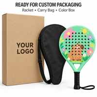 Raquette de padel en fibre de verre durable personnalisée, largeur de cadre 38 mm, noyau en mousse EVA, impression tricolore, adaptée aux amateurs, sac de transport inclus
