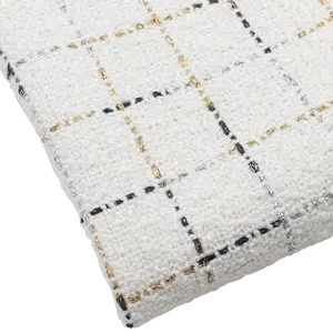 Tissu de tweed tissé jacquard à carreaux teint en fil de polyester 100% de haute qualité pour uniforme de manteau de femme