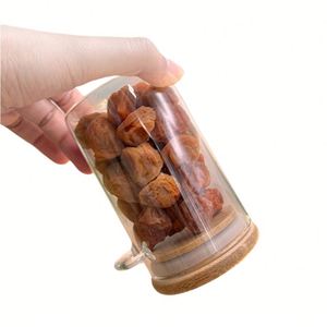 Bocaux de conservation alimentaire en verre transparent en gros, récipients en verre borosilicate hermétiques avec couvercle en bambou et cuillères pour grains de café - Product Image 3
