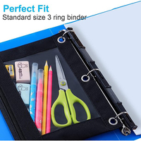 Pochette à stylo à 3 anneaux avec impression personnalisée LOGO Pochette à double poche en tissu maillé Fenêtre École Bureau Fermeture éclair Trousse à crayons Sac à crayons