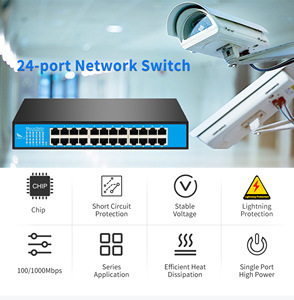 24-पोर्ट 10/100/1000 मीटर ईथरनेट फाइबर स्विच स्नम्प vlan qos धातु लोहा शेल प्लग आंतरिक बिजली की आपूर्ति Rj45 कंसोल पोर्ट नई - Product Image 2