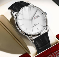 Montre unisexe SHX en acier inoxydable rose doré avec cadran à quartz, bracelet en cuir, 40 mm, 18 mm, résistante à l'eau 3 ATM, date automatique, mode luxe