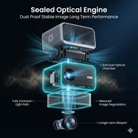 Mini Proyector LED de Alta Luminosidad para Cine en Casa con 2G de RAM, Resolución Nativa de 1080P, Tecnología de Enfoque Automático ToF, 850 Lúmenes ANSI, Compatible con 4K