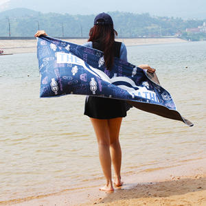 Toalla de playa de microfibra de ante impresa personalizada de secado rápido sin arena con logotipo de estilo turco novedoso para uso en verano hecha de gamuza - Product Image 4