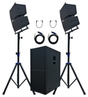 Sistema de Altavoces PA Profesional de 2000W de Alta Potencia, Subwoofer Activo Dual de 12 Pulgadas, 2 Satélites, Conjuntos de Karaoke con Bluetooth, Mini Portátil con Corriente Alterna