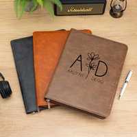 Porte-documents en cuir PU personnalisé A4 A5 A6 pour hommes et femmes, affaires, école, avec 3 ou 4 anneaux, organiseur de documents avec fermeture éclair