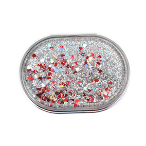 Espejo de Maquillaje Ovalado Estético con Arena Líquida Flotante, Espejo Cosmético de Bolsillo Plegable de Doble Cara con Cristal HD para Viaje, Logotipo Personalizado - Product Image 5