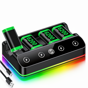Station de charge double pour manettes, 6200 mWh, 4 batteries rechargeables, pour manettes <span class=keywords><strong>Xbox</strong></span> One Series S/X, <span class=keywords><strong>câble</strong></span> <span class=keywords><strong>USB</strong></span>-<span class=keywords><strong>C</strong></span> - Product Image 2