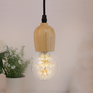Lámpara de Techo Eléctrica de Madera con Tornillo, Lámpara <span class=keywords><strong>LED</strong></span> de Noche, Lámpara de Araña Retro, Portalámparas E27, Lámpara Ignífuga, Decoración de Sala de Estar - Product Image 3