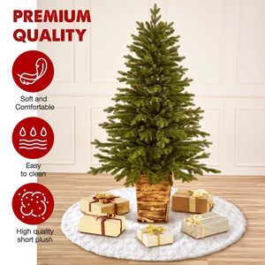 LINGKAI 122CM Faux Fur Soft Thick Plush Christmas <b>Trees</b> <b>Skirts</b> Xmas Holiday Winter Party Home Decorations - Product Image 3