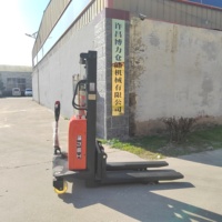 Chariot élévateur à fourches étroites pour entrepôt, 2T, 5,5m, manuel/semi-électrique, avec fourches de levage réglables, type marcheur, transpalette électrique