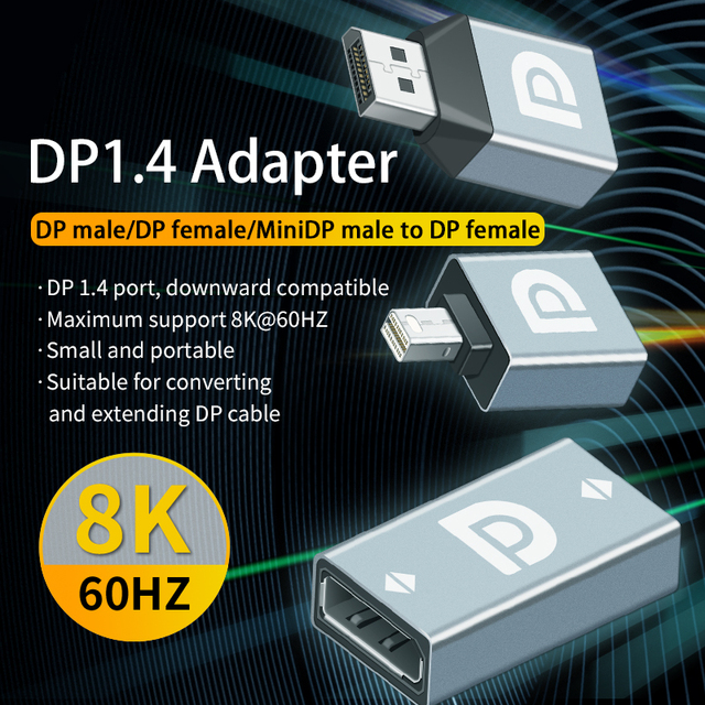 DP1.4 Adapter 8K60Hz 3 Models Optional DP Male-Female/Female-Female/MiniDP Male-DP Female for Gaming Monitor Macbook PC Laptop