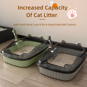 Venta al por mayor de fábrica de fabricación de productos sanitarios para gatos de plástico de gran espacio <span class=keywords><strong>caja</strong></span> de inodoro para gatos <span class=keywords><strong>caja</strong></span> de arena para gatos con cuchara para arena - Product Image 2