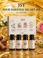 Coffret Cadeau de 4 Huiles Essentielles Marque Blanche 10mL Jasmin Bois de Santal Rose Camomille Aromathérapie OEM ODM Fabricant Personnalisé Vente en Gros