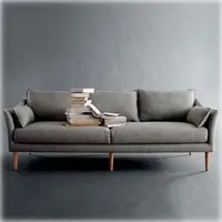 Furnitur Sofa Gaya Eropa Utara, untuk Rumah, Hitam, Kayu Kenari, Tiga Tempat Duduk