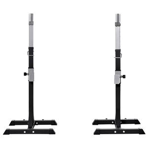 HOMCOM Set of 2 Steel Barbell Racks, 2 <b>Hooks</b> with Adjustable Height, Capacity 150kg, 55x57x105-170cm, <b>Black</b> - Product Image 1