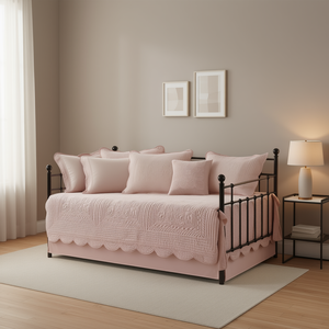 Juego de Fundas para Cama de 6 Piezas, Reversible, con Borde Festoneado, de Algodón Orgánico, para Uso Doméstico, 1.5m, Estilo Chic - Product Image 2