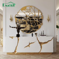 Console moderne italienne en laiton doré et bois, meuble de rangement de luxe, armoires de cuisine pour villa, ensemble de meubles de salon, solution tout-en-un