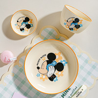 Ensemble de vaisselle en céramique Mickey 4 pièces pour une personne, bol à riz, assiette, cuillère, boîte cadeau de luxe, ensembles de vaisselle Zootopia