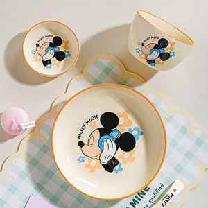 Ensemble de vaisselle en céramique <span class=keywords><strong>Mickey</strong></span> 4 pièces pour une personne, bol à riz, <span class=keywords><strong>assiette</strong></span>, cuillère, boîte cadeau de luxe, ensembles de vaisselle Zootopia - Product Image 3