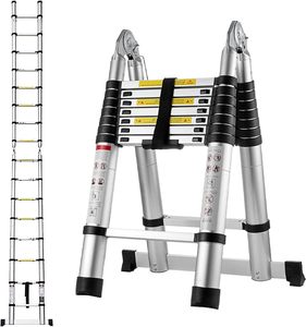 Échelle <span class=keywords><strong>télescopique</strong></span> en aluminium Mobile12,5 pieds (3,8 m) pliable en forme de A, échelle portable 6+6 marches, tabouret multi-usage - Product Image 5