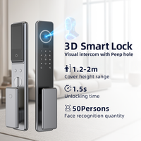 Serrure de porte intelligente UIELOCK C01 Max avec reconnaissance de la veine palmaire, empreinte digitale, reconnaissance faciale 3D, caméra et interphone vidéo Tuya