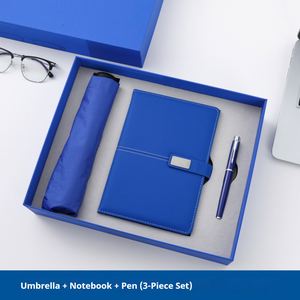 Ensemble cadeau d'entreprise classique personnalisé avec logo : carnet 3-en-1, stylo et parapluie pour événements et cadeaux promotionnels - Product Image 3