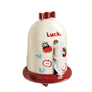 Luck Wall Mounted Tissue Box Round Milky White Red Cat Design No Drilling Bathroom Paper Holder - Product Image 5